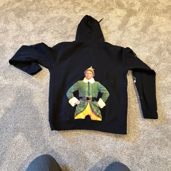 Black Elf Hoodie with Colorful Lights Men’s XL - Picture 5 of 6